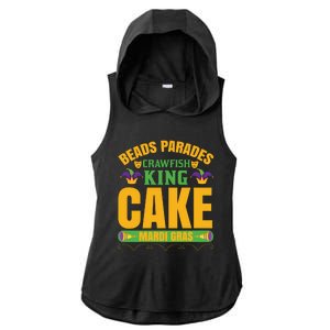 Beads Parades Crawfish King Cake Mardi Gras Ladies PosiCharge Tri-Blend Wicking Draft Hoodie Tank