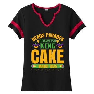 Beads Parades Crawfish King Cake Mardi Gras Ladies Halftime Notch Neck Tee