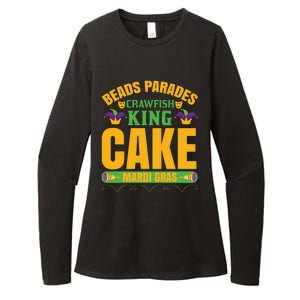 Beads Parades Crawfish King Cake Mardi Gras Womens CVC Long Sleeve Shirt