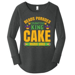 Beads Parades Crawfish King Cake Mardi Gras Women's Perfect Tri Tunic Long Sleeve Shirt