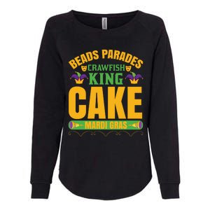 Beads Parades Crawfish King Cake Mardi Gras Womens California Wash Sweatshirt