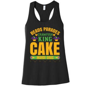 Beads Parades Crawfish King Cake Mardi Gras Women's Racerback Tank