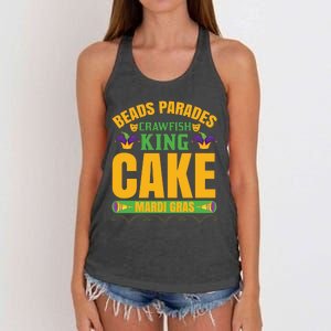 Beads Parades Crawfish King Cake Mardi Gras Women's Knotted Racerback Tank