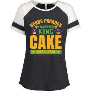 Beads Parades Crawfish King Cake Mardi Gras Enza Ladies Jersey Colorblock Tee