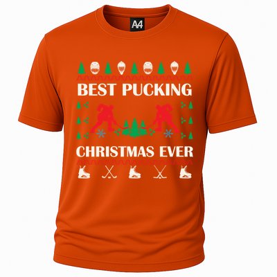 Best Pucking Christmas Ever Hockey Christmas Hockey Lover Gift Cooling Performance Crew T-Shirt