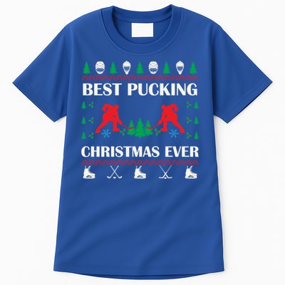 Best Pucking Christmas Ever Hockey Christmas Hockey Lover Gift Tall T-Shirt