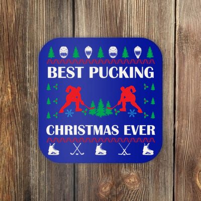 Best Pucking Christmas Ever Hockey Christmas Hockey Lover Gift Coaster