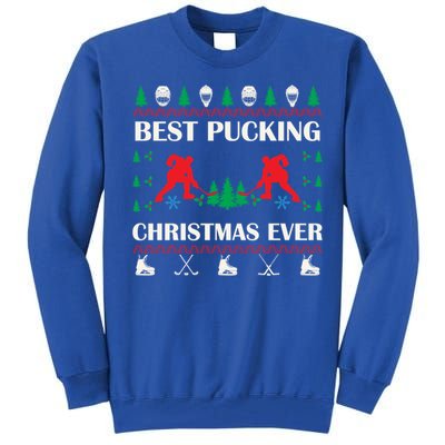 Best Pucking Christmas Ever Hockey Christmas Hockey Lover Gift Tall Sweatshirt