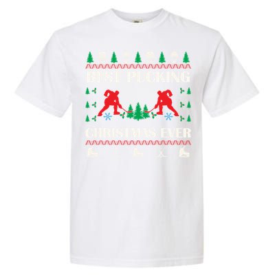 Best Pucking Christmas Ever Hockey Christmas Hockey Lover Gift Garment-Dyed Heavyweight T-Shirt