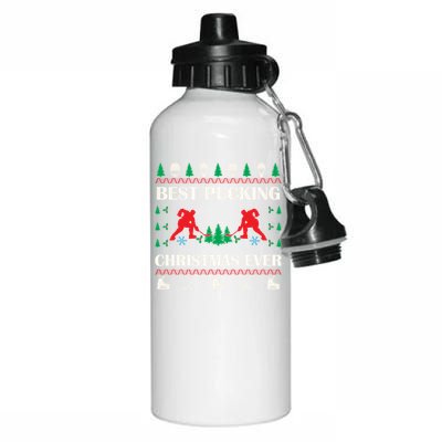 Best Pucking Christmas Ever Hockey Christmas Hockey Lover Gift Aluminum Water Bottle