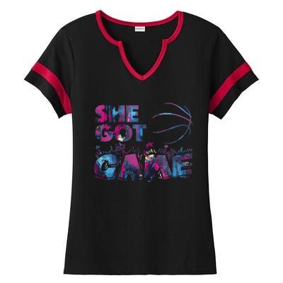 Basketball Player Cool Basketball Lover Mom Gift Ladies Halftime Notch Neck Tee