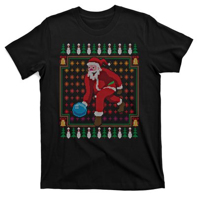 Bowling Pins Claus Santa Bowler Ugly Christmas Sweater Gift T-Shirt