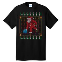 Bowling Pins Claus Santa Bowler Ugly Christmas Sweater Gift Tall T-Shirt