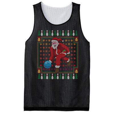 Bowling Pins Claus Santa Bowler Ugly Christmas Sweater Gift Mesh Reversible Basketball Jersey Tank