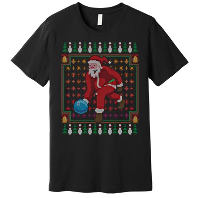 Bowling Pins Claus Santa Bowler Ugly Christmas Sweater Gift Premium T-Shirt