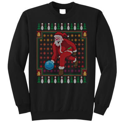 Bowling Pins Claus Santa Bowler Ugly Christmas Sweater Gift Tall Sweatshirt