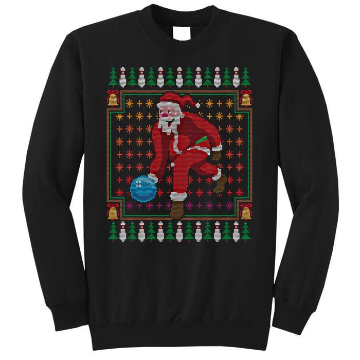 Bowling Pins Claus Santa Bowler Ugly Christmas Sweater Gift Tall Sweatshirt