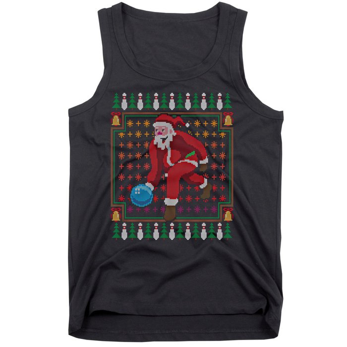 Bowling Pins Claus Santa Bowler Ugly Christmas Sweater Gift Tank Top