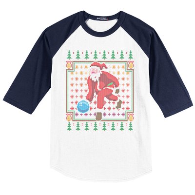 Bowling Pins Claus Santa Bowler Ugly Christmas Sweater Gift Baseball Sleeve Shirt