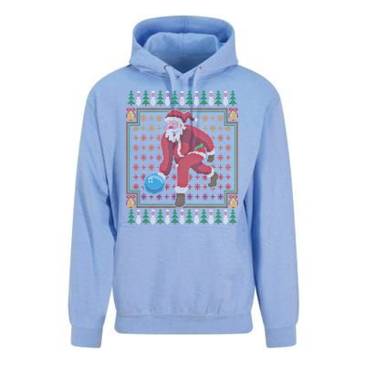 Bowling Pins Claus Santa Bowler Ugly Christmas Sweater Gift Unisex Surf Hoodie