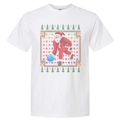 Bowling Pins Claus Santa Bowler Ugly Christmas Sweater Gift Garment-Dyed Heavyweight T-Shirt