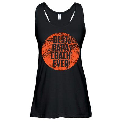 Best Papa Coach Ever Basketball Cool Sports Team Dad Father Ladies Essential Flowy Tank