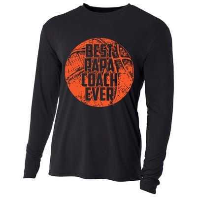 Best Papa Coach Ever Basketball Cool Sports Team Dad Father Cooling Performance Long Sleeve Crew