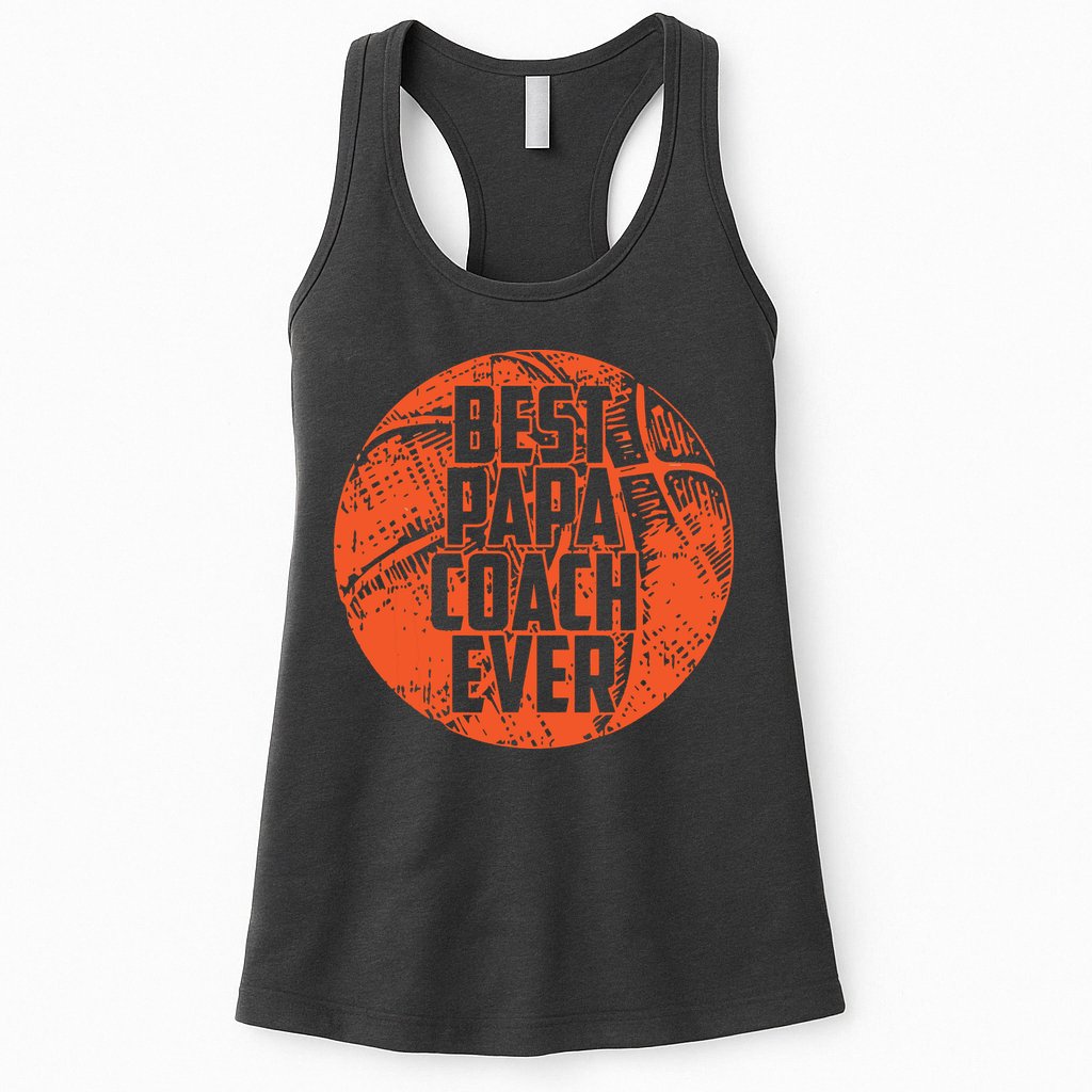 Best Papa Coach Ever Basketball Cool Sports Team Dad Father Womens Tank Top