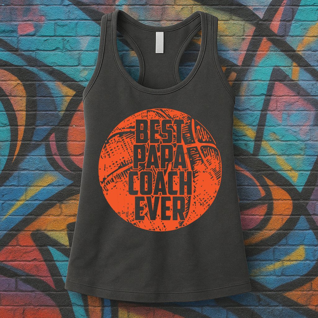 Best Papa Coach Ever Basketball Cool Sports Team Dad Father Womens Tank Top