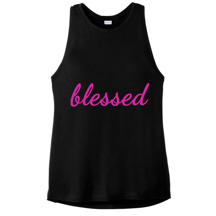 Blessed Pink Christian Ladies PosiCharge Tri-Blend Wicking Tank