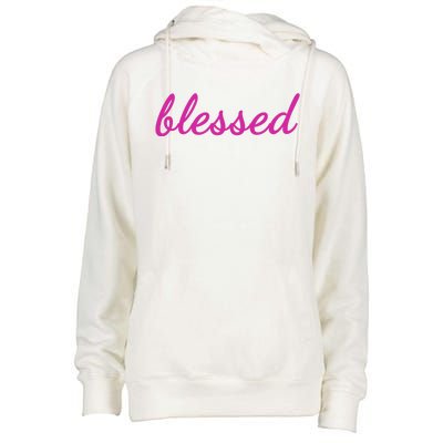 Blessed Pink Christian Womens Funnel Neck Pullover Hood