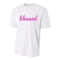 Blessed Pink Christian Youth Performance Sprint T-Shirt