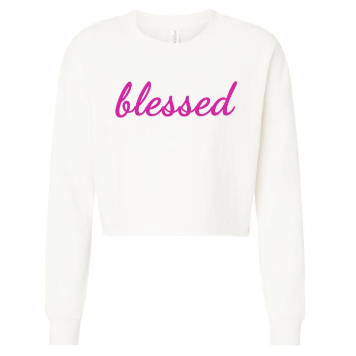 Blessed Pink Christian Cropped Pullover Crew