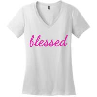 Blessed Pink Christian Women's V-Neck T-Shirt