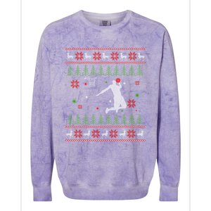 Basketball Player Christmas Cool Ugly Xmas Santa Reindeer Gift Colorblast Crewneck Sweatshirt