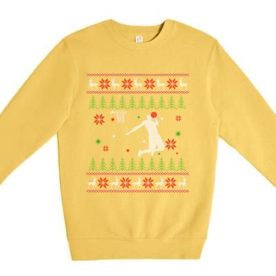 Basketball Player Christmas Cool Ugly Xmas Santa Reindeer Gift Premium Crewneck Sweatshirt