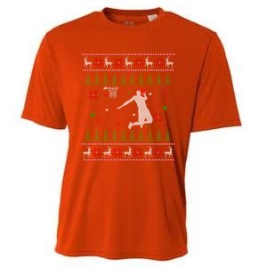 Basketball Player Christmas Cool Ugly Xmas Santa Reindeer Gift Cooling Performance Crew T-Shirt