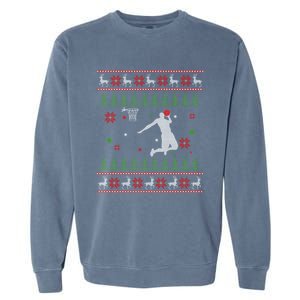 Basketball Player Christmas Cool Ugly Xmas Santa Reindeer Gift Garment-Dyed Sweatshirt