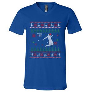 Basketball Player Christmas Cool Ugly Xmas Santa Reindeer Gift V-Neck T-Shirt