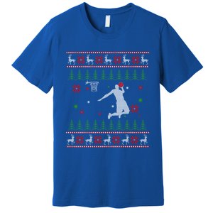 Basketball Player Christmas Cool Ugly Xmas Santa Reindeer Gift Premium T-Shirt