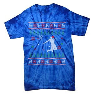 Basketball Player Christmas Cool Ugly Xmas Santa Reindeer Gift Tie-Dye T-Shirt