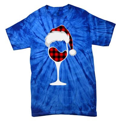 Buffalo Plaid Christmas Wine Glass With Santa Hat Funny Gift Tie-Dye T-Shirt