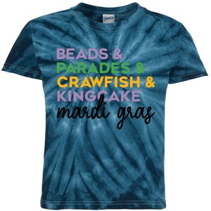 Beads Parades Crawfish Kingcake Mardi Gras Kids Tie-Dye T-Shirt