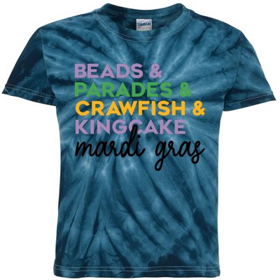 Beads Parades Crawfish Kingcake Mardi Gras Kids Tie-Dye T-Shirt