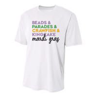 Beads Parades Crawfish Kingcake Mardi Gras Youth Performance Sprint T-Shirt