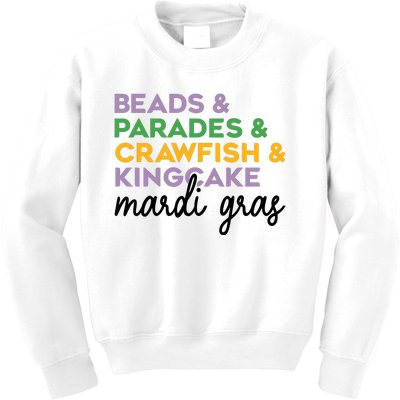 Beads Parades Crawfish Kingcake Mardi Gras Kids Sweatshirt