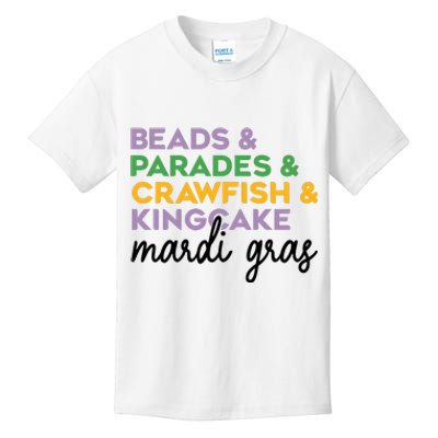 Beads Parades Crawfish Kingcake Mardi Gras Kids T-Shirt