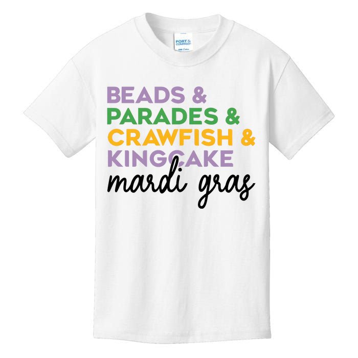 Beads Parades Crawfish Kingcake Mardi Gras Kids T-Shirt