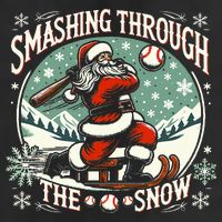 Baseball Player Christmas Santa Smashing Through The Snow  7 Panel Mesh Trucker Snapback Hat