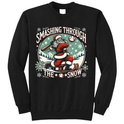 Baseball Player Christmas Santa Smashing Through The Snow  Sweatshirt